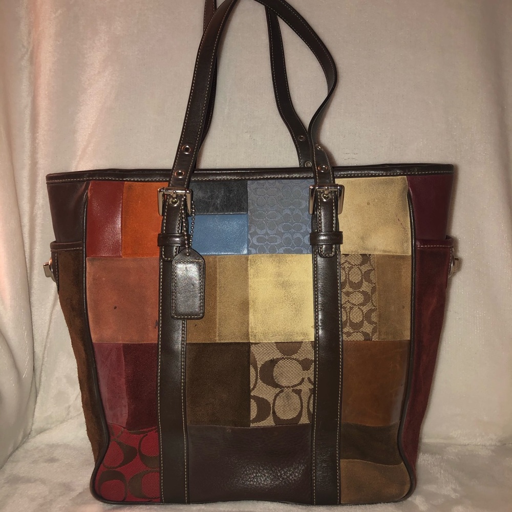 Coach Suede Patchwork Tote style pocketbook